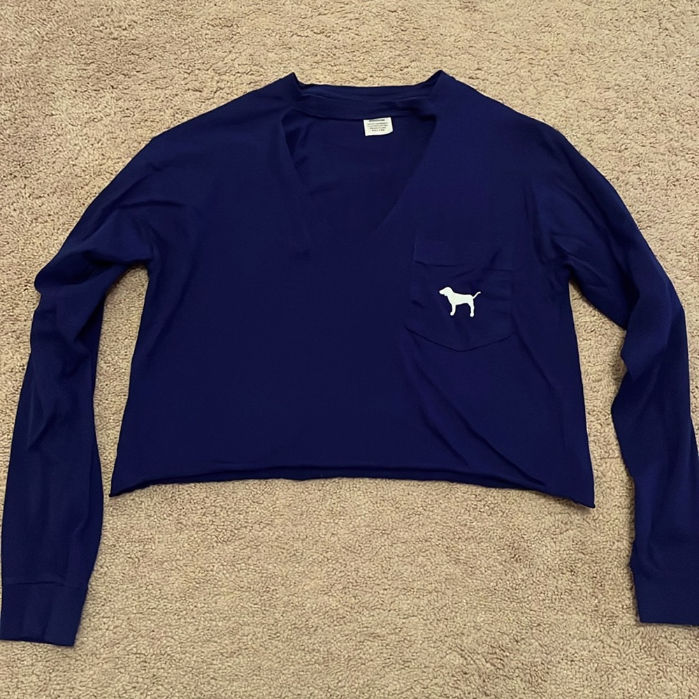PINK Long Sleeve Crop Top